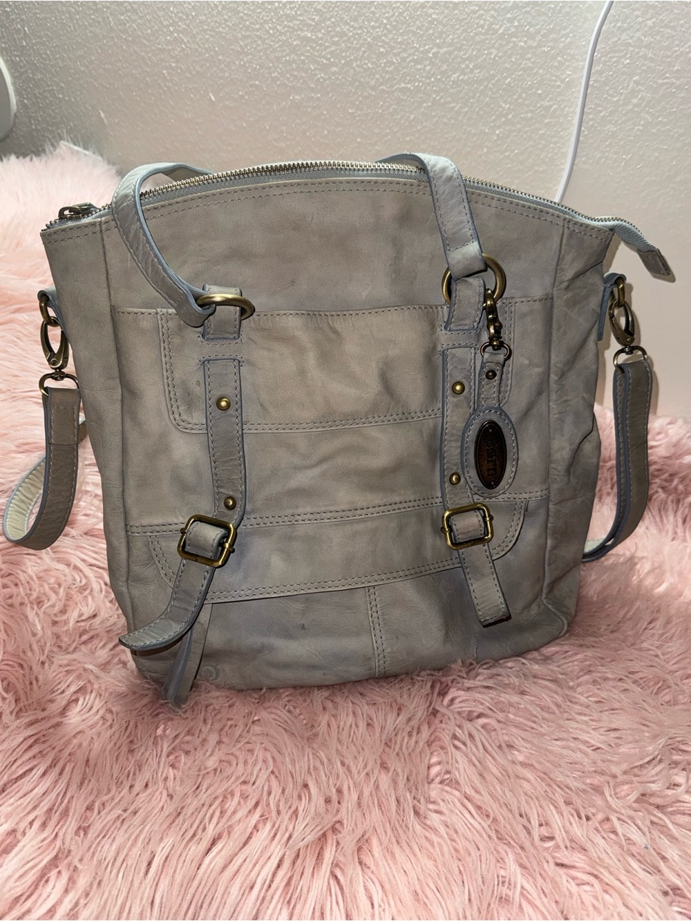 Old Collection Born Gray Women's Leather Tote Shoulder Bag